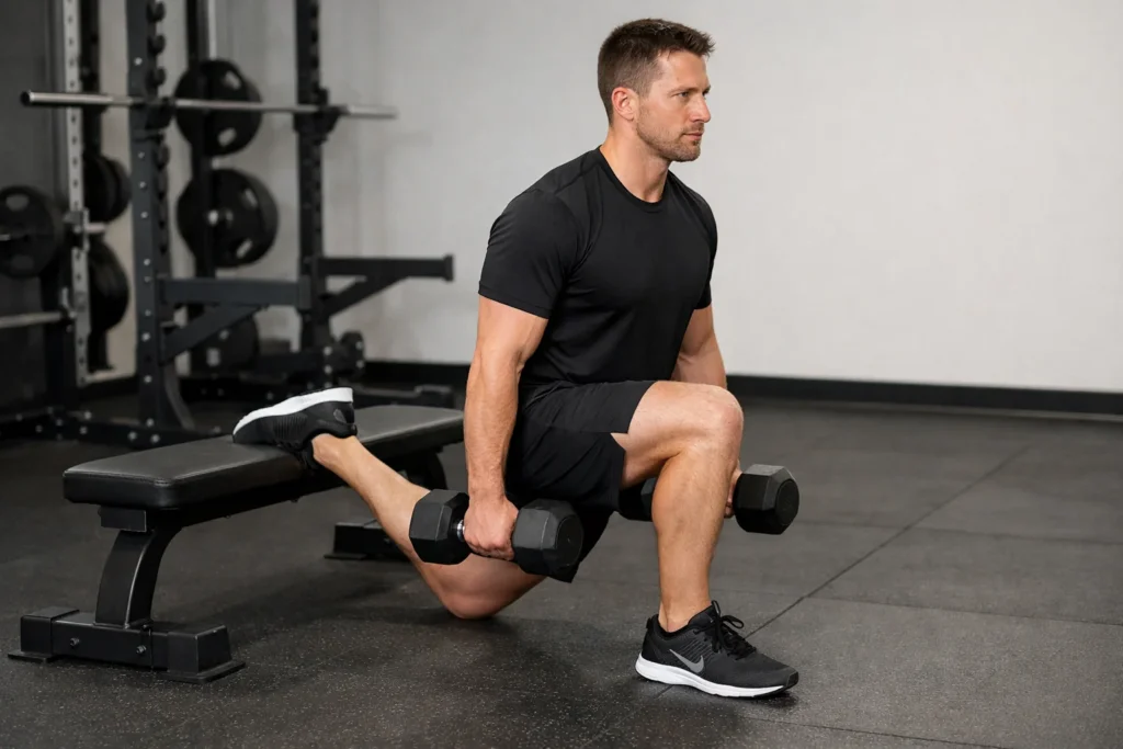 Bulgarian Split Squat med hantlar – teknik, muskler & utförande – teknik och utförande