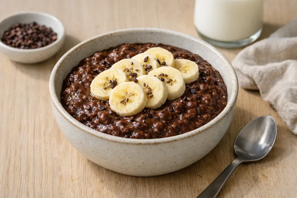 Proteinrik chokladgröt med banan – frukost på 10 min – recept